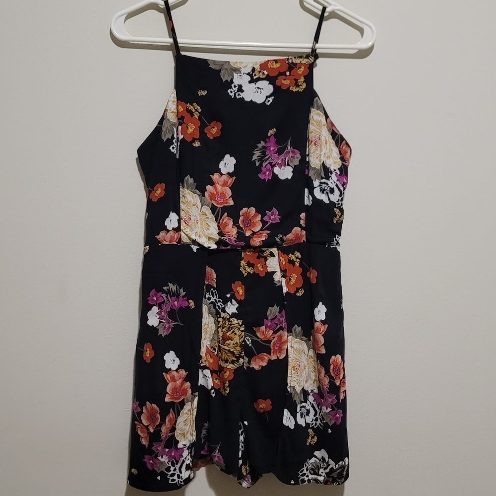 Xhilaration Black Floral Faux Skirt Romper size M